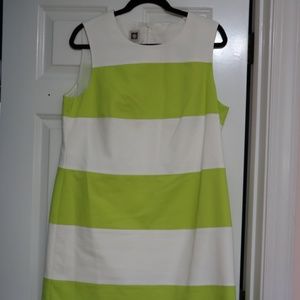 Anna Klein Lime Green and white striped dress